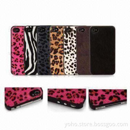 Leopard Grain PC Case for iPhone 4 and 4S, in Pink and Black Color, Elegance Look, Soft Handfeel